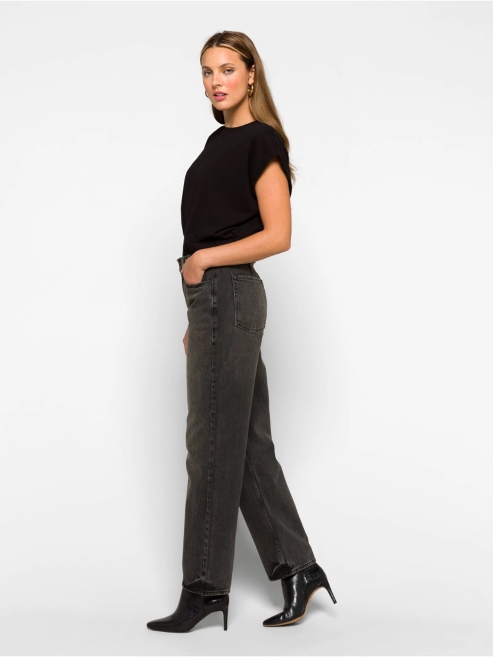 Good American  GOOD 90'S WIDE LEG JEANS GNI999BT BLACK183 Size 10/30